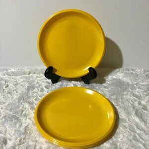Vintage Rubbermaid Melamine Plates 8-1/4" Yellow (4) Picnic‎ Camping Pool Party